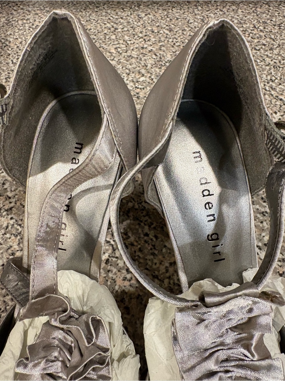 Madden Girl Silver Ruffled Peep-Toe Heels - Picture 5 of 6
